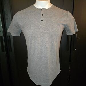 Henley Curve-Hem | Mens Small Heather Grey Signature-fit PYCA Pro®